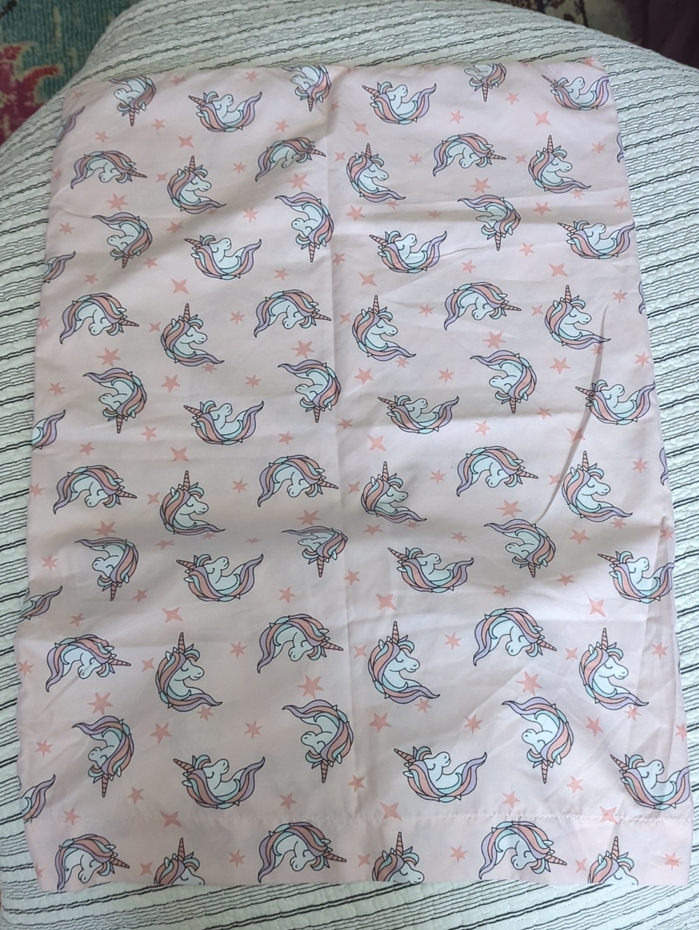 Girls' Pink Unicorn Print Pillowcase - Soft Patterned Bedding